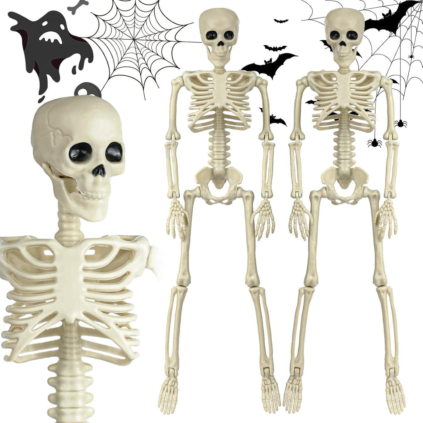6-Pack 16" Posable Skeletons – Halloween Yard & Party Decorations
