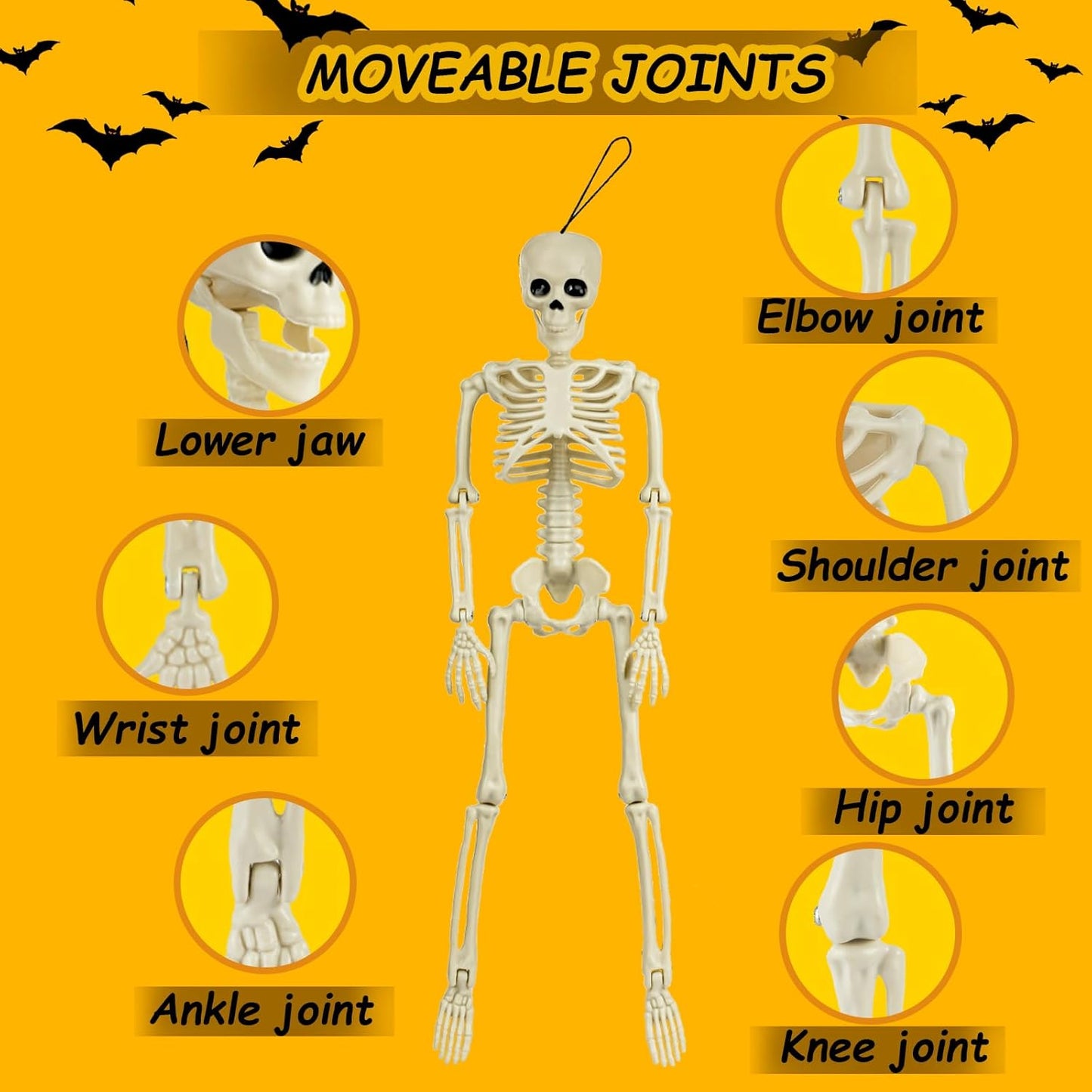 6-Pack 16" Posable Skeletons – Halloween Yard & Party Decorations