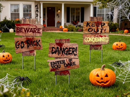 3-Pack 15" x 12" Halloween Yard Signs – Zombie & Vampire Grave Stakes