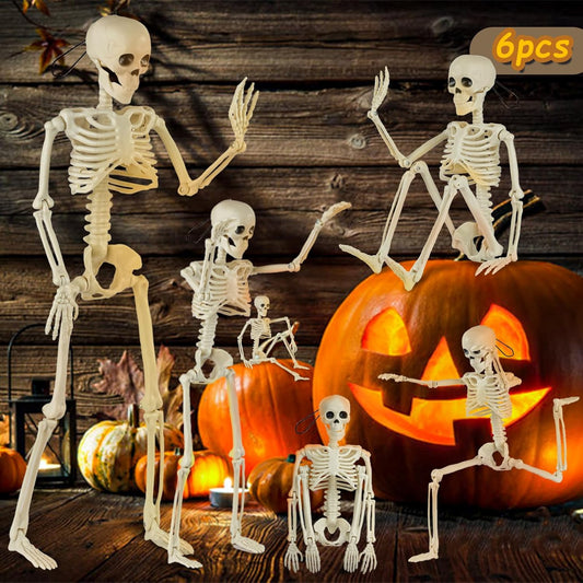 6-Pack 16" Posable Skeletons – Halloween Yard & Party Decorations
