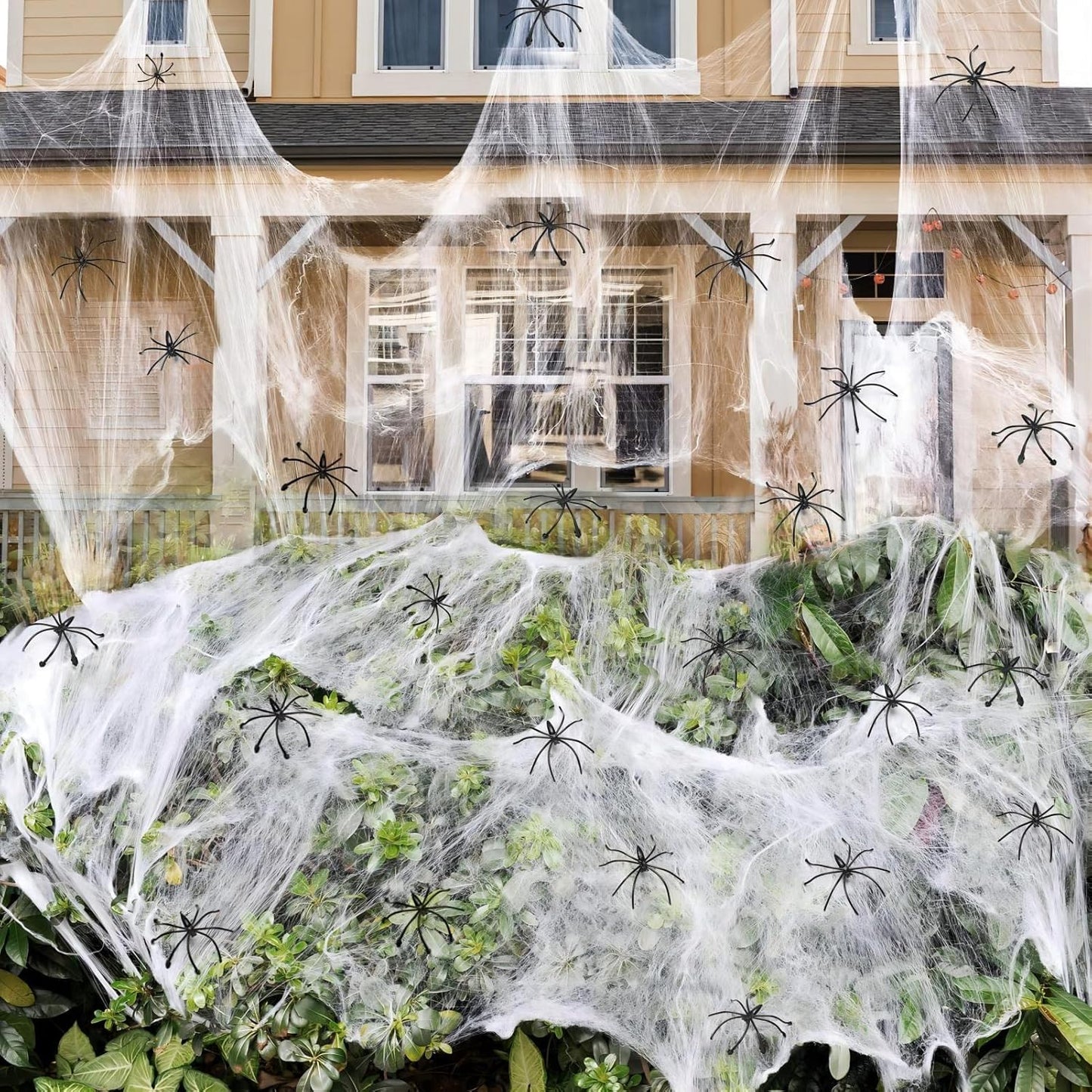 1400 Sqft Halloween Spider Webs with 150 Fake Spiders – Indoor & Outdoor Decor