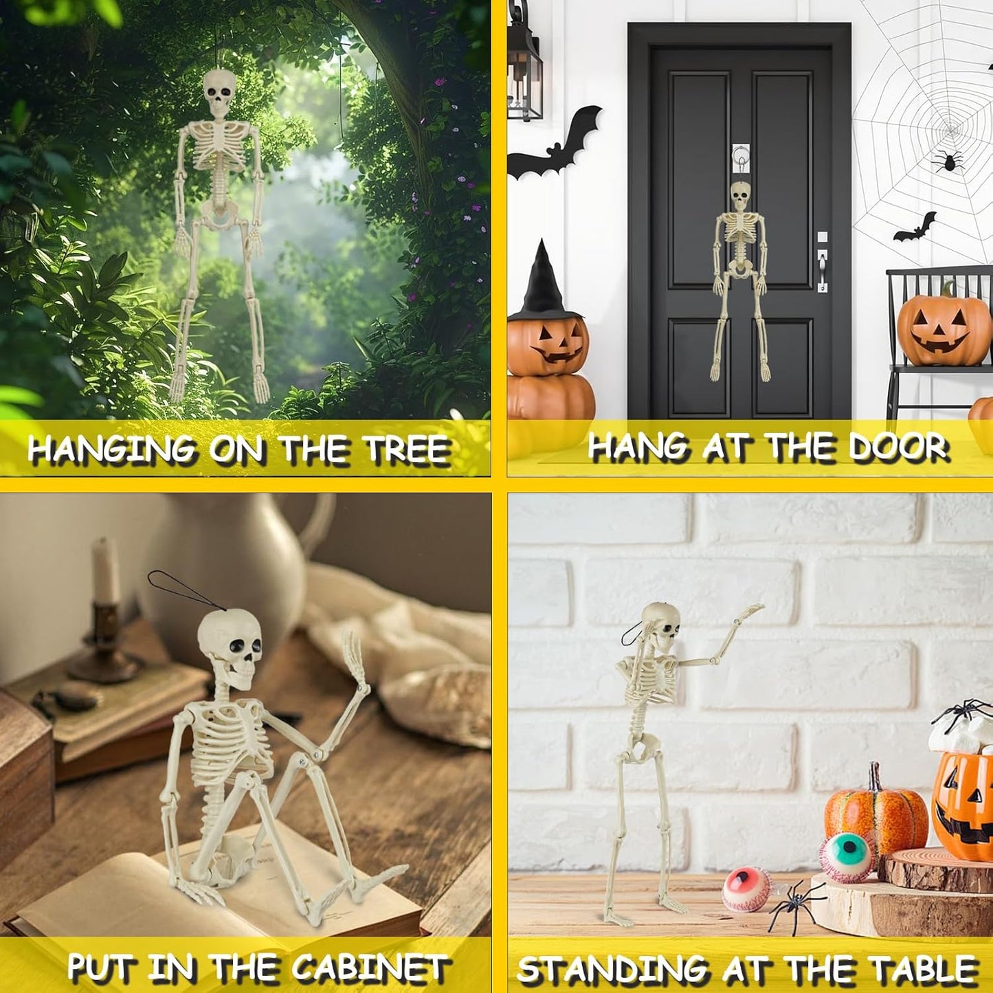 6-Pack 16" Posable Skeletons – Halloween Yard & Party Decorations