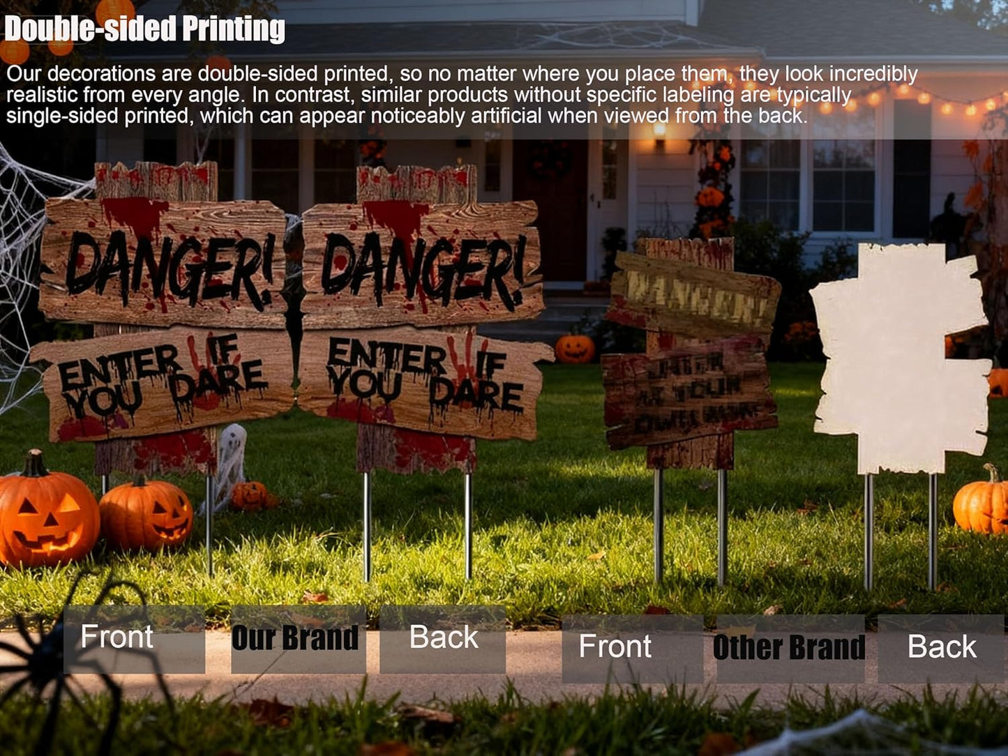 3-Pack 15" x 12" Halloween Yard Signs – Zombie & Vampire Grave Stakes
