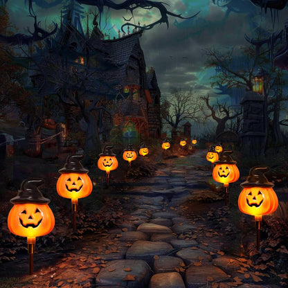 6-Pack Solar Jack-O’-Lantern String Lights – Outdoor Halloween Yard Decor