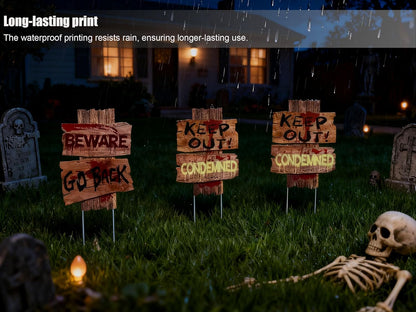 3-Pack 15" x 12" Halloween Yard Signs – Zombie & Vampire Grave Stakes