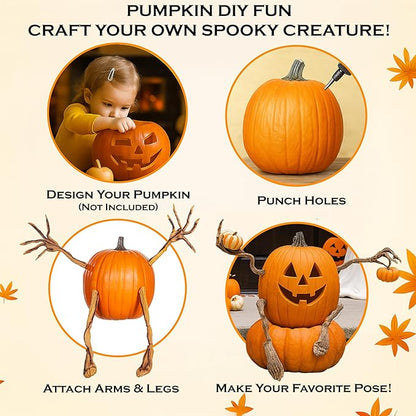 Bendable Pumpkin Arms & Legs – 4-Piece Set for DIY Halloween Decorations